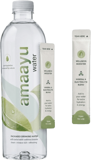 The Amaayu functional water range — purified water infused with wellness formulations